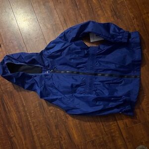 Blue Hooded Windbreaker Jacket